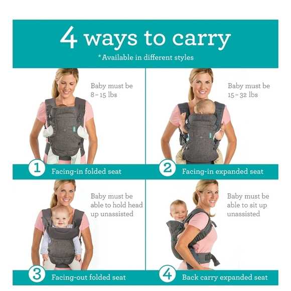 Infantino Flip 4-in-1 Convertible Baby Backpack 4 Position Infants & Toddlers - Picture 4 of 9